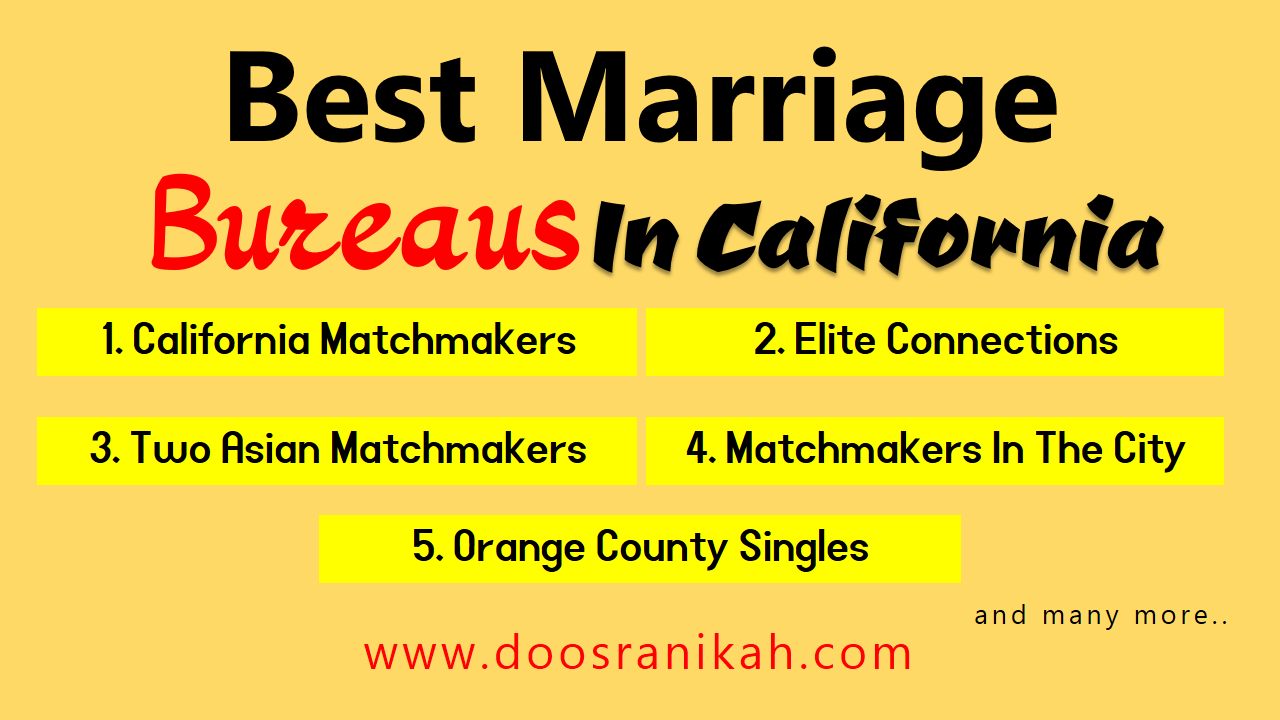 Best Marriage Bureaus in California with Contact Information